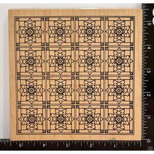VERY HTF RARE OUTLINES RUBBER STAMP CO WOOD MOUNTED SNOWFLAKE BLOCK QUILT FLOWER